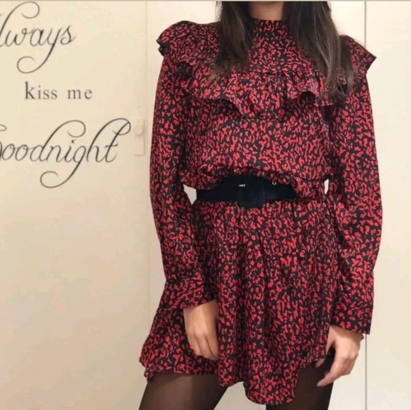 Leopard Dress Sweet Ruffles Long Sleeve - Picture 7 of 8